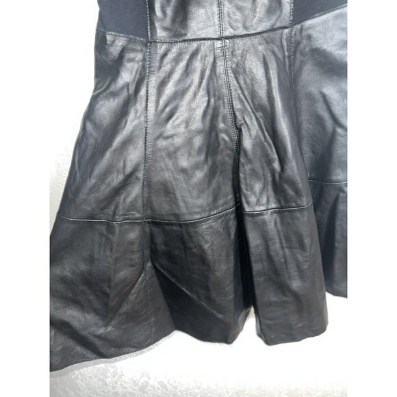 Halogen 100% LEATHER DRESS PONTE BLACK FIT FLARE CAREER SIZE 2 $295 (B) - Picture 8 of 12